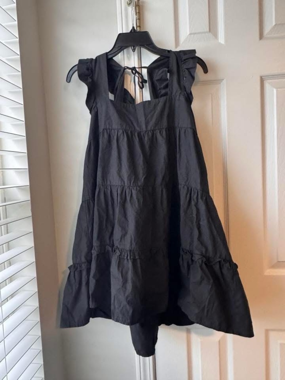Black Ruffle Strap Tiered Dress